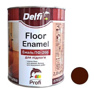Емаль алкідна для підлоги червоно-коричнева Delfi 2,8 кг 00000001114 фото