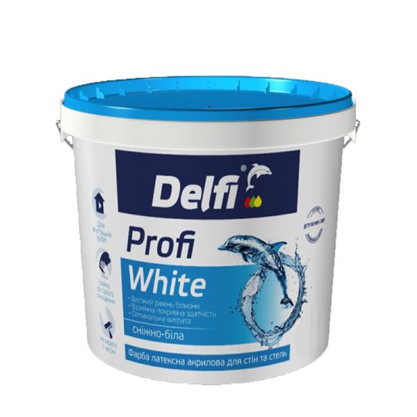 Краска водоэмульсионная для внутренних работ Delfi Profi White 14 кг 00000001187 фото