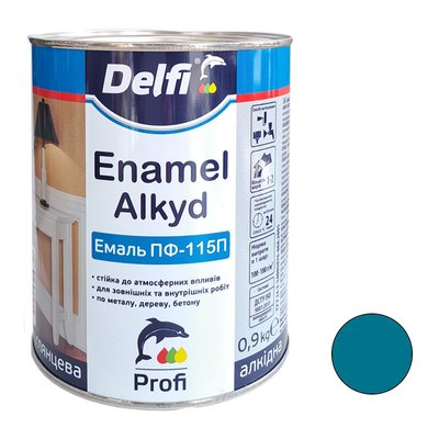 Эмаль ПФ 115 голубая Delfi 0,9 кг 00000001078 фото