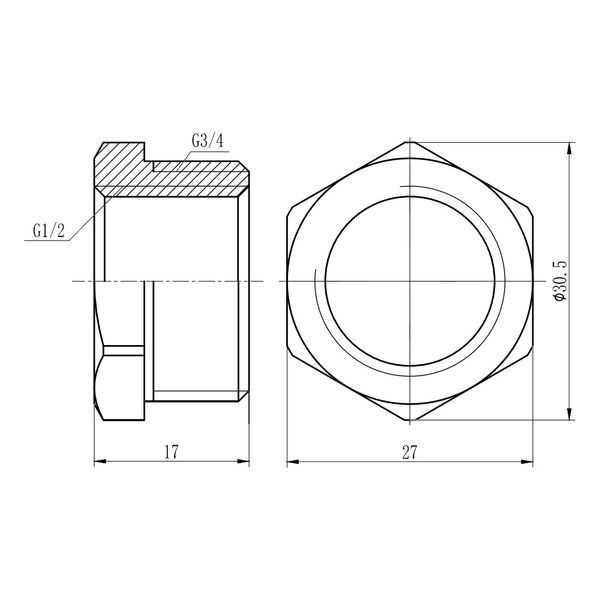 Футорка 3/4"з х 1/2"в нікель SD Forte 10819 фото