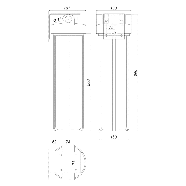 Фильтр-колба Big Blue 20&Prime; Bio+ SL20-BB с ПП картриджем 1&Prime; - высокая производительность и глубокая механическая очистка 000007798 фото