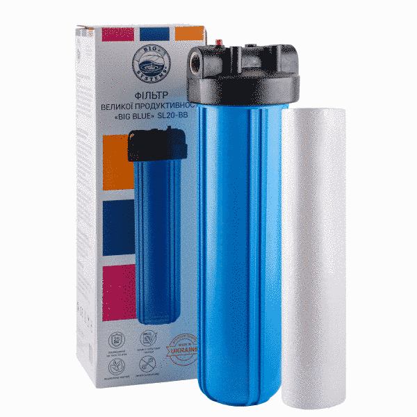 Фильтр-колба Big Blue 20&Prime; Bio+ SL20-BB с ПП картриджем 1&Prime; - высокая производительность и глубокая механическая очистка 000007798 фото