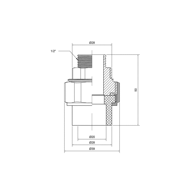 Американка PPR 20х1/2 зовнішня різьба Thermo Alliance 23134 фото