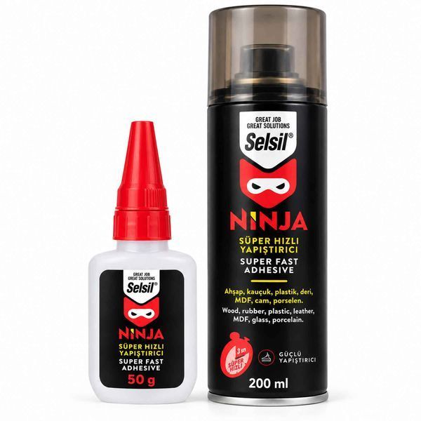 Двухкомпонентный быстросохнущий клей Selsil Ninja 50 г + активатор 200 мл 20V072 фото