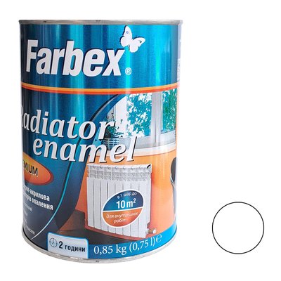 Эмаль акриловая для радиаторов белая Farbex 0,85 кг 00000001066 фото