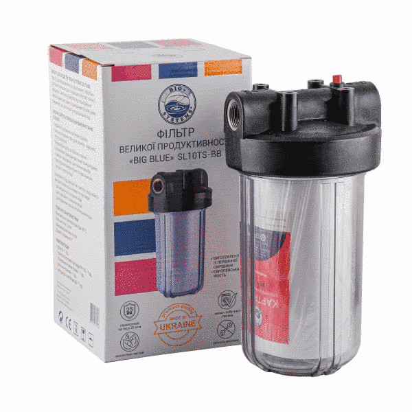 Прозрачная фильтр-колба Big Blue 10&Prime; Bio+ SL10TS-BB с ПП картриджем 1&Prime; - контроль очистки и высокая производительность 000015725 фото