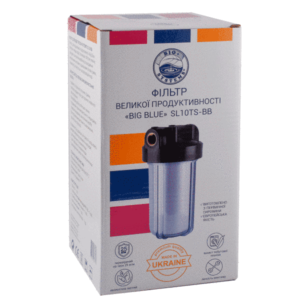 Прозрачная фильтр-колба Big Blue 10&Prime; Bio+ SL10TS-BB с ПП картриджем 1&Prime; - контроль очистки и высокая производительность 000015725 фото