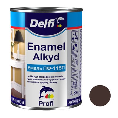 Эмаль ПФ 115 коричневая Delfi 2,8 кг 00000001083 фото