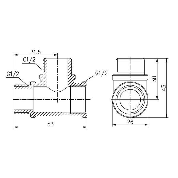 Трійник Forte 1/2" ВЗЗ нікельований SF36515 Thermo Alliance 10773 фото