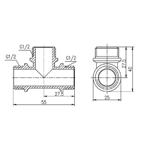 Тройник Forte 1/2" ЗЗЗ никелированный SF36715 Thermo Alliance 10775 фото