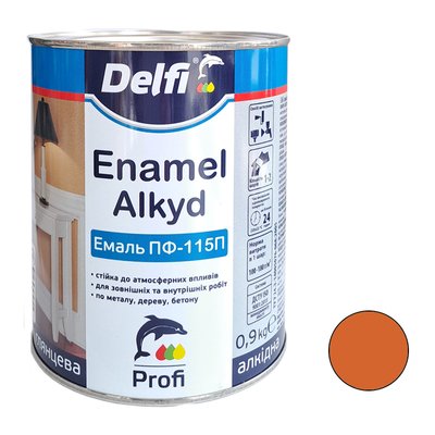 Эмаль ПФ 115 оранжевая Delfi 0,9 кг 00000001090 фото