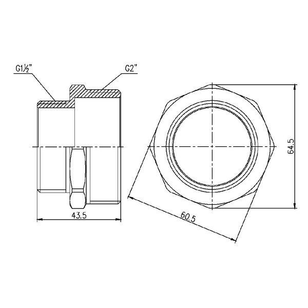 Ниппель Forte 2" Н резьбой на 1 1/2" Н резьбой, никелированный SF3595040 Thermo Alliance 10752 фото