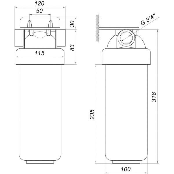 Фільтр-колба 2-компонентна OasisPro BSL2 3/4&Prime; &mdash; посилений корпус, універсальне очищення без картриджа 000021750 фото