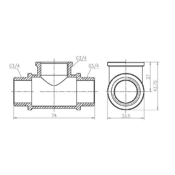Трійник Forte 3/4" ЗВЗ нікельований SF36620 Thermo Alliance 10781 фото