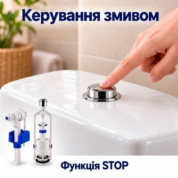 Комплект арматуры для бачка унитаза K.K.POL клапан наполнения ZN2 1/2&Prime; и сливной клапан Stop BIS 00000004330 фото