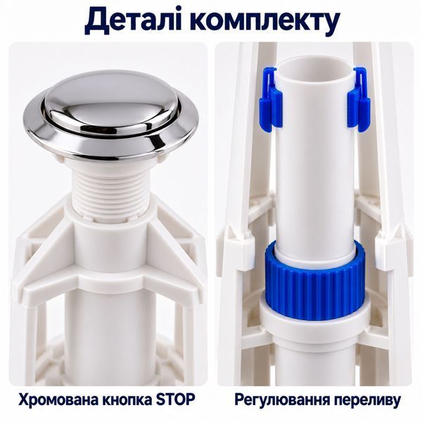Комплект арматуры для бачка унитаза K.K.POL клапан наполнения ZN2 1/2&Prime; и сливной клапан Stop BIS 00000004330 фото