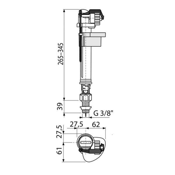 Alcaplast A17-3/8" заливний клапан для бачка з нижнім підключенням 00000003853 фото