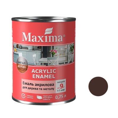 Эмаль акриловая для дерева и металла шоколад Maxima 0,75л 00000001957 фото