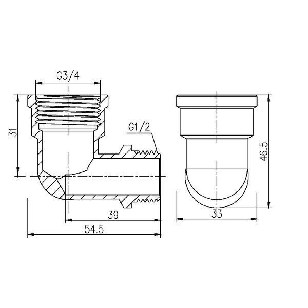Кут Forte 3/4" В х 1/2" З нікельований SF3702015 Thermo Alliance 22801 фото