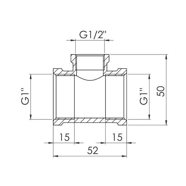 Трійник Forte 1" В х 1/2" В х 1" В нікельований SF362251525 Thermo Alliance 22802 фото
