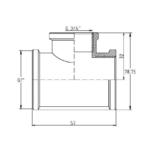 Трійник Forte 1" В х 3/4" В х 1" В нікельований SF362252025 Thermo Alliance 22803 фото