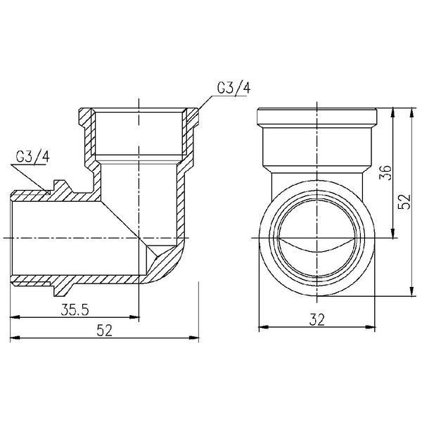 Кут Forte 3/4" В х 3/4" З нікельований SF37220 Thermo Alliance 10804 фото