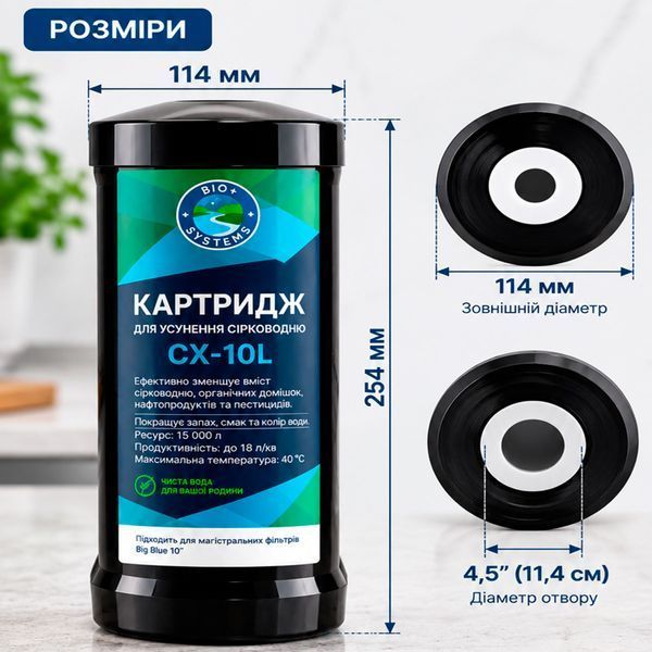 Картридж для устранения сероводорода Bio+ systems CX-10L Big Blue 10&Prime; 000012498 фото