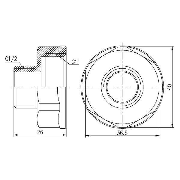 Переходник Forte 1" В х 1/2" Н никелированный SF3602515 Thermo Alliance 10759 фото