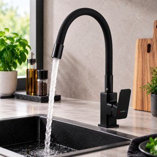 Змішувач для кухні з гнучким виливом чорний Globus Lux Milano GLM-203LR-10-BB 21852 фото