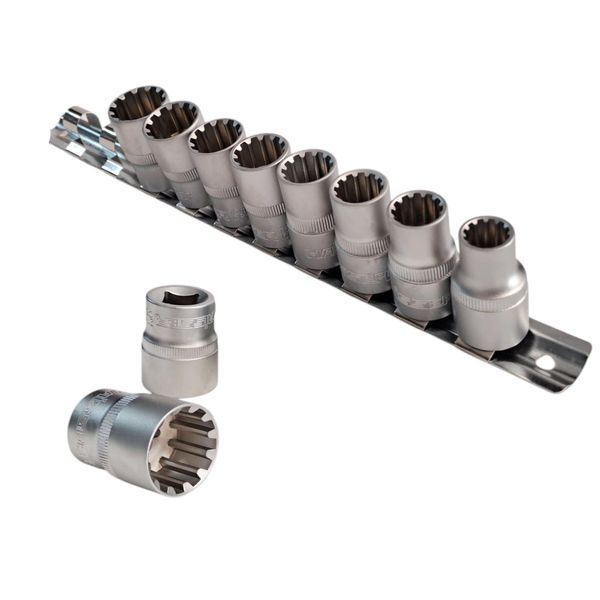 Набір головок універсальних SPLINE 1/2" 10 од. CR-V SATINE Haisser 70192 00000002948 фото