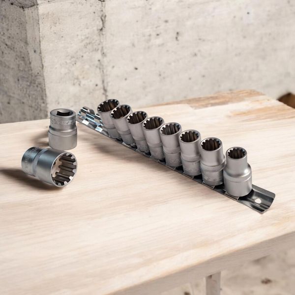 Набір головок універсальних SPLINE 1/2" 10 од. CR-V SATINE Haisser 70192 00000002948 фото