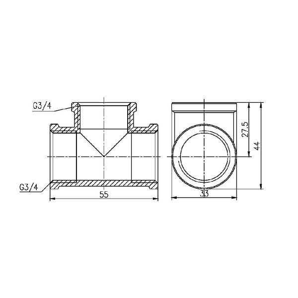 Тройник Forte 3/4" ВВВ никелированный SF36120 Thermo Alliance 10778 фото