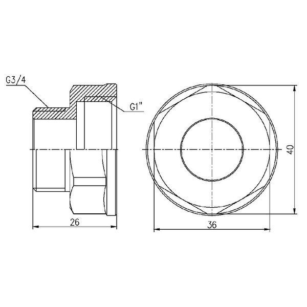 Переходник Forte 1" В х 3/4" Н никелированный SF3602520 Thermo Alliance 10760 фото