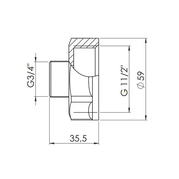 Переходник Forte 1 1/2" В х 3/4" З, никелированный SF3604020 Thermo Alliance 10764 фото