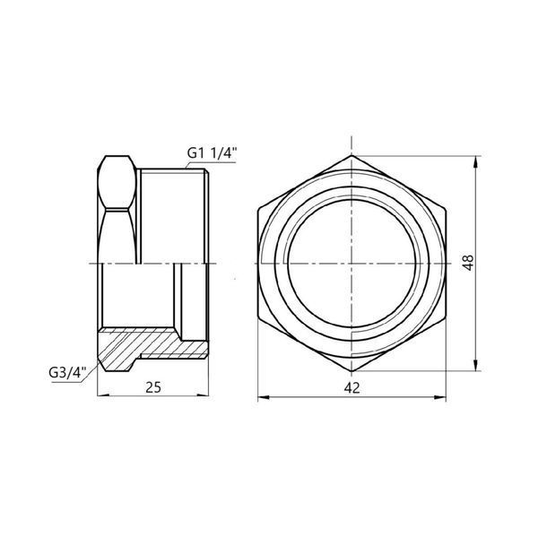 Футорка 1 1/4 "Зх3/4 "В никель Thermo Alliance 10823 фото
