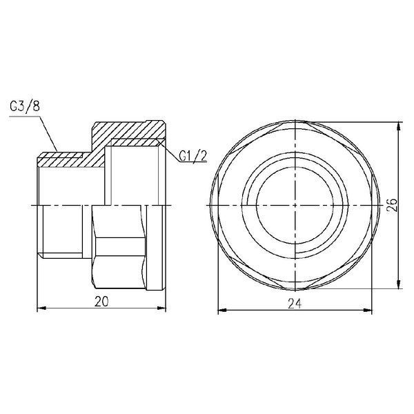 Переходник Forte 1/2" В x 3/8" Н никелированный SF360159 Thermo Alliance 10755 фото