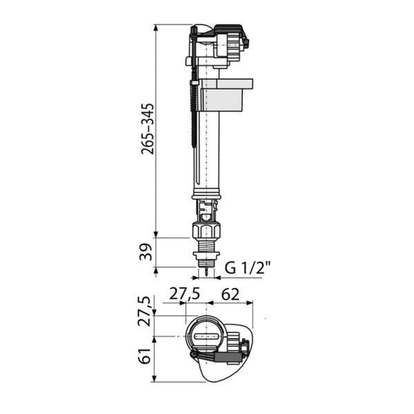 Alcaplast A17-1/2" заливний клапан для бачка з нижнім підключенням 43319 фото