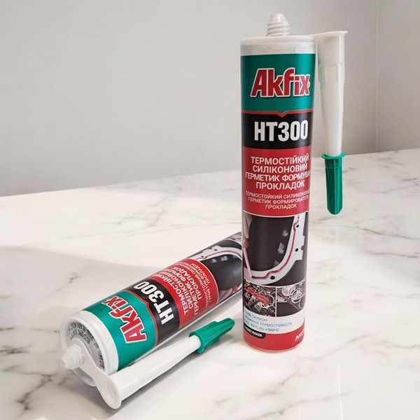 Термостійкий силіконовий герметик AKFIX HT300 чорний, 310 мл 62889 фото