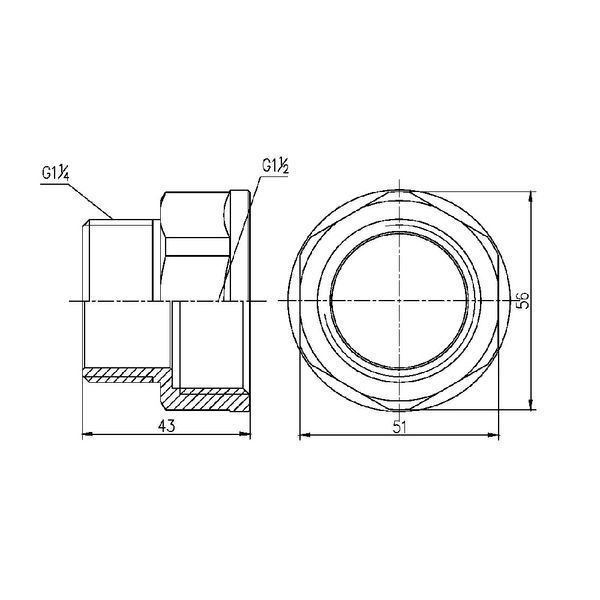 Перехідник Forte 1 1/2" В х 1 1/4" З нікельований SF3604032 Thermo Alliance 10766 фото