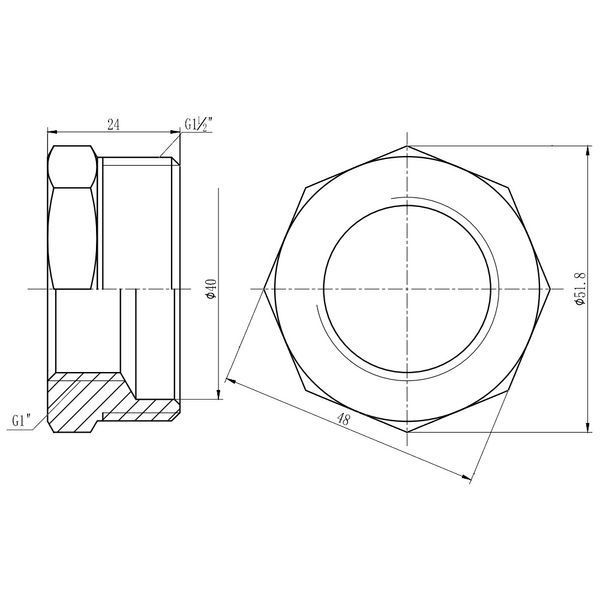 Футорка 1 1/2"Зх1"В нікель Thermo Alliance 10826 фото