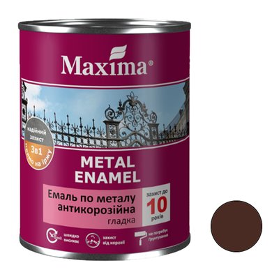 Эмаль 3 в 1 темно-коричневая антикоррозийная по металлу Maxima 0,75 кг 00000001147 фото
