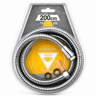 Душевой шланг Topaz TSH-6004, 200 см, нержавеющая сталь, подключение 1/2" &times; 1/2", защита от скручивания 00000001282 фото