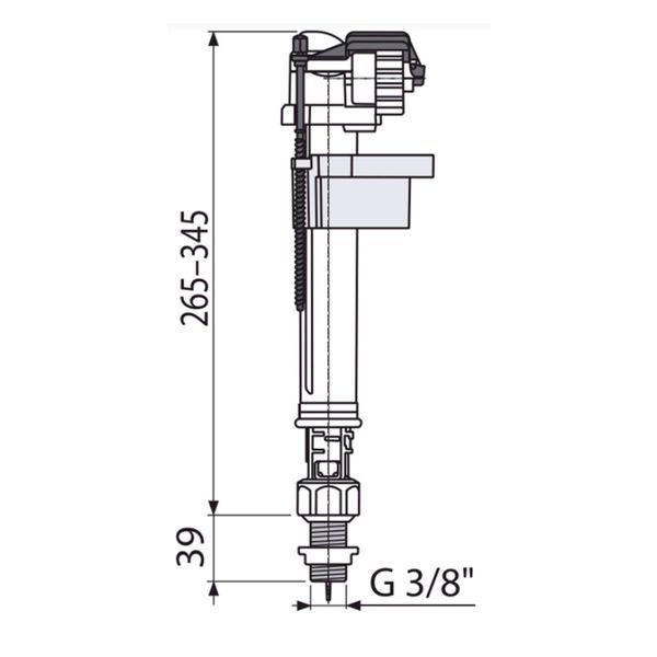 Alcaplast A18-3/8" заливной клапан для бачка унитаза с нижним латунным подключением 45176 фото