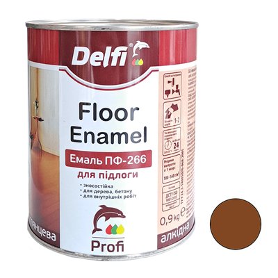 Емаль алкідна для підлоги жовто-коричнева Delfi 0,9 кг 00000001111 фото