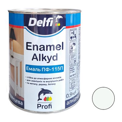 Эмаль ПФ 115 белая Delfi 0,9 кг 00000001048 фото